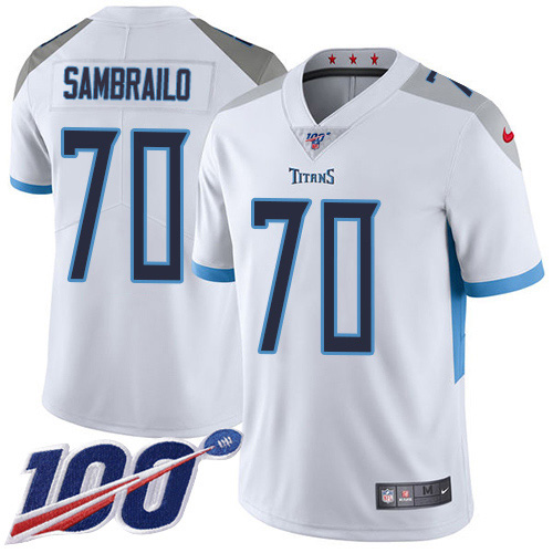 Nike Titans #70 Ty Sambrailo White Men's Stitched NFL 100th Season Vapor Untouchable Limited Jersey Nike Titans #70 Ty Sambrailo White Men's Stitched NFL 100th Season Vapor Untouchable Limited Jersey