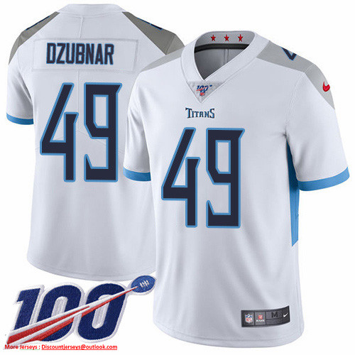 Nike Titans #49 Nick Dzubnar White Men's Stitched NFL 100th Season Vapor Untouchable Limited Jersey Nike Titans #49 Nick Dzubnar White Men's Stitched NFL 100th Season Vapor Untouchable Limited Jersey