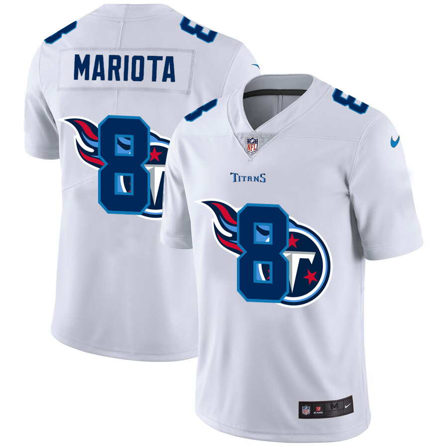 Tennessee Titans #8 Marcus Mariota White Men's Nike Team Logo Dual Overlap Limited NFL Jersey Tennessee Titans #8 Marcus Mariota White Men's Nike Team Logo Dual Overlap Limited NFL Jersey