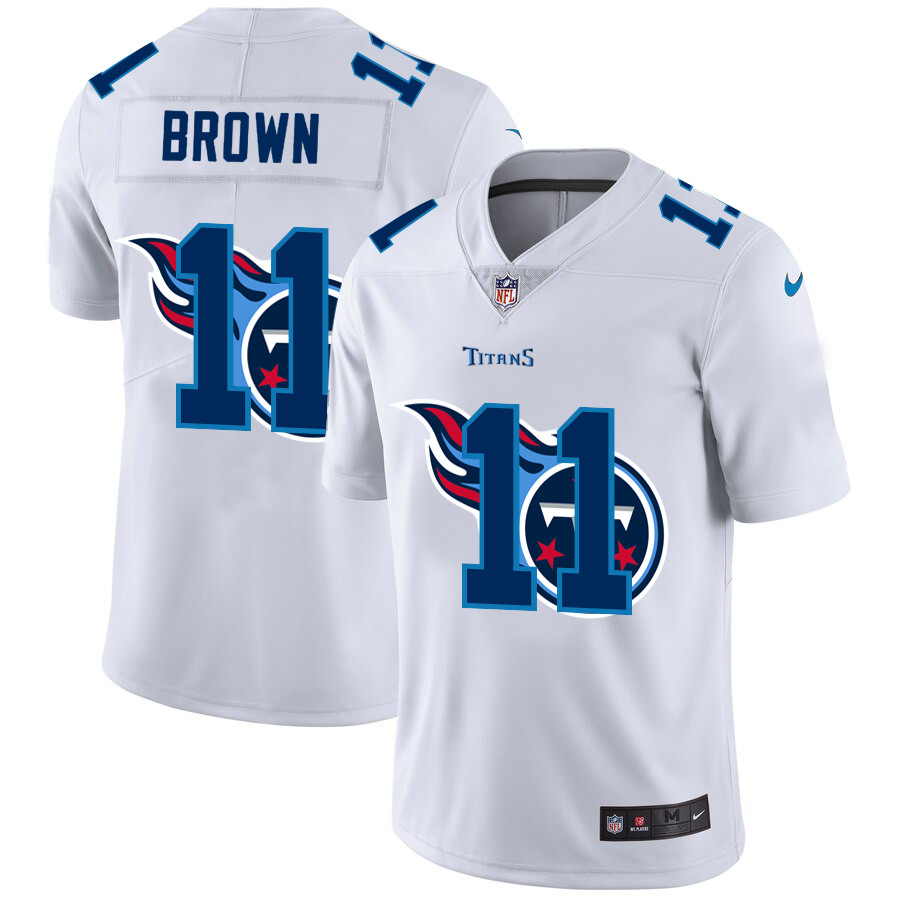 Tennessee Titans #11 A.J. Brown White Men's Nike Team Logo Dual Overlap Limited NFL Jersey Tennessee Titans #11 A.J. Brown White Men's Nike Team Logo Dual Overlap Limited NFL Jersey