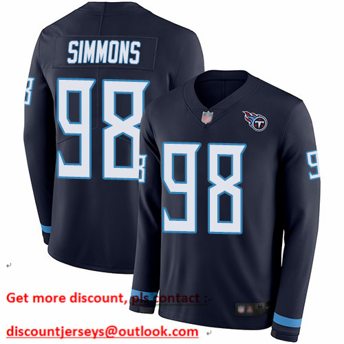 Titans #98 Jeffery Simmons Navy Blue Team Color Men's Stitched Football Limited Therma Long Sleeve Jersey Titans #98 Jeffery Simmons Navy Blue Team Color Men's Stitched Football Limited Therma Long Sleeve Jersey