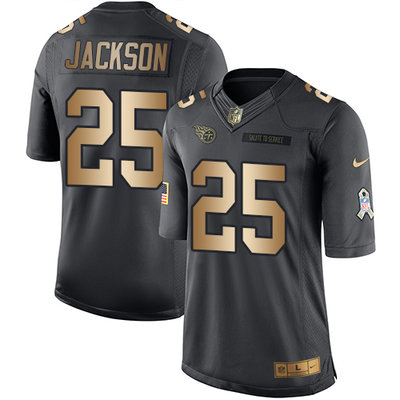 Nike Titans #25 Adoree' Jackson Black Men's Stitched NFL Limited Gold Salute To Service Jersey Nike Titans #25 Adoree' Jackson Black Men's Stitched NFL Limited Gold Salute To Service Jersey