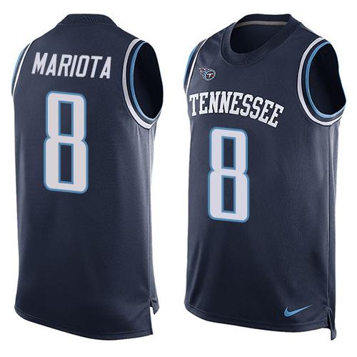 Nike Titans #8 Marcus Mariota Navy Blue Alternate Men's Stitched NFL Limited Tank Top Jersey Nike Titans #8 Marcus Mariota Navy Blue Alternate Men's Stitched NFL Limited Tank Top Jersey