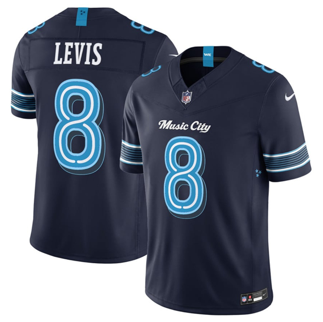 Men's Tennessee Titans #8 Will Levis Navy 2026 F.U.S.E. 'Music City' Rivalries Collection Limited Stitched Football Jersey