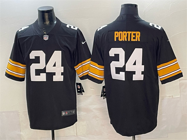 Men's Pittsburgh Steelers #24 Joey Porter Jr. Black Vapor Untouchable Limited Stitched Jersey Men's Pittsburgh Steelers #24 Joey Porter Jr. Black Vapor Untouchable Limited Stitched Jersey