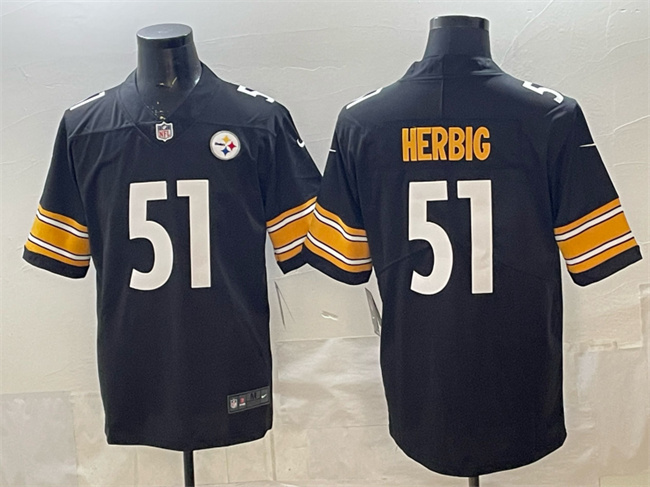 Men's Pisttburgn Steelers #51 Nick Herbig Black Vapor Untouchable Limited Stitched Football Jersey Men's Pisttburgn Steelers #51 Nick Herbig Black Vapor Untouchable Limited Stitched Football Jersey
