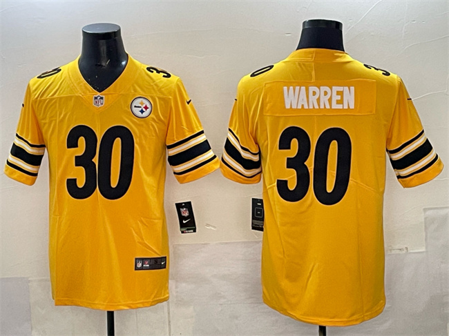 Men's Pittsburgh Steelers #30 Jaylen Warren Gold Vapor Untouchable Limited Stitched Jersey Men's Pittsburgh Steelers #30 Jaylen Warren Gold Vapor Untouchable Limited Stitched Jersey