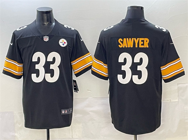 Men's Pittsburgh Steelers #33 Jack Sawyer Black 2025 Vapor Limited Stitched Football Jersey Men's Pittsburgh Steelers #33 Jack Sawyer Black 2025 Vapor Limited Stitched Football Jersey