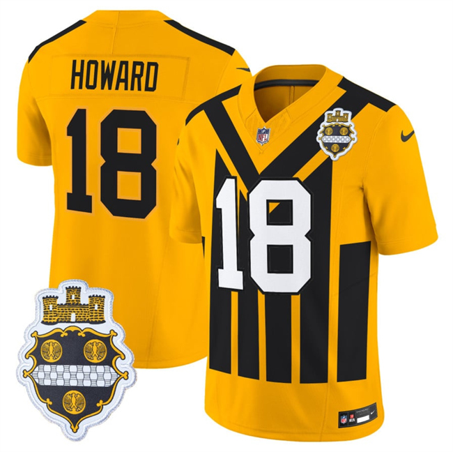 Men's Pittsburgh Steelers #18 Will Howard Gold 1933 F.U.S.E. Throwback Alternate Football Stitched Football Jersey Men's Pittsburgh Steelers #18 Will Howard Gold 1933 F.U.S.E. Throwback Alternate Football Stitched Football Jersey