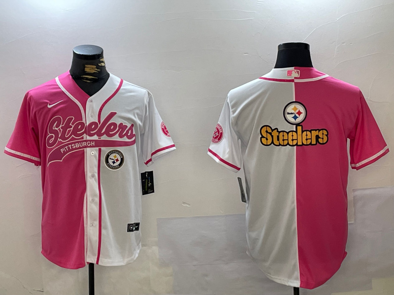 Men's Pittsburgh Steelers Big Logo 2024 Arctic Red White Salute To Service Stitched Baseball Jersey 6 Men's Pittsburgh Steelers Big Logo 2024 Arctic Red White Salute To Service Stitched Baseball Jersey 6