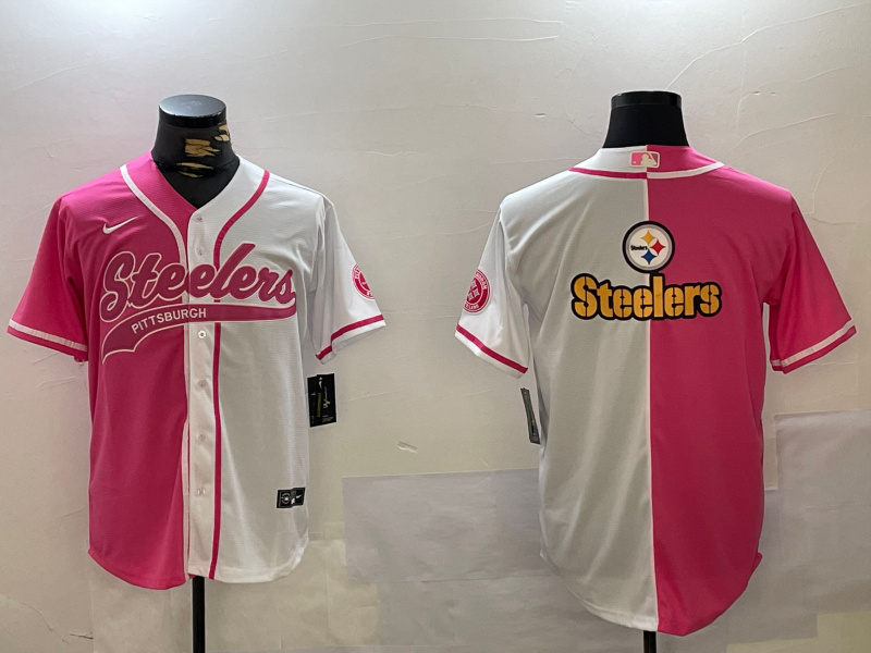 Men's Pittsburgh Steelers Big Logo 2024 Arctic Red White Salute To Service Stitched Baseball Jersey 5 Men's Pittsburgh Steelers Big Logo 2024 Arctic Red White Salute To Service Stitched Baseball Jersey 5