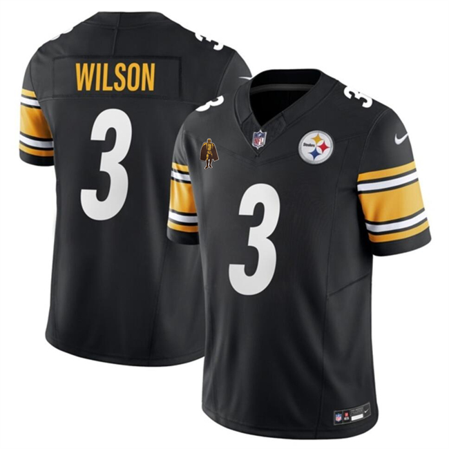 Men's Pittsburgh Steelers #3 Russell Wilson Black F.U.S.E. With Walter Payton Patch Vapor Untouchable Limited Stitched Jersey Men's Pittsburgh Steelers #3 Russell Wilson Black F.U.S.E. With Walter Payton Patch Vapor Untouchable Limited Stitched Jersey
