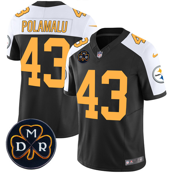 Men's Pittsburgh Steelers #43 Troy Polamalu Black F.U.S.E. DMR Patch Untouchable Limited Stitched Football Jersey Men's Pittsburgh Steelers #43 Troy Polamalu Black F.U.S.E. DMR Patch Untouchable Limited Stitched Football Jersey