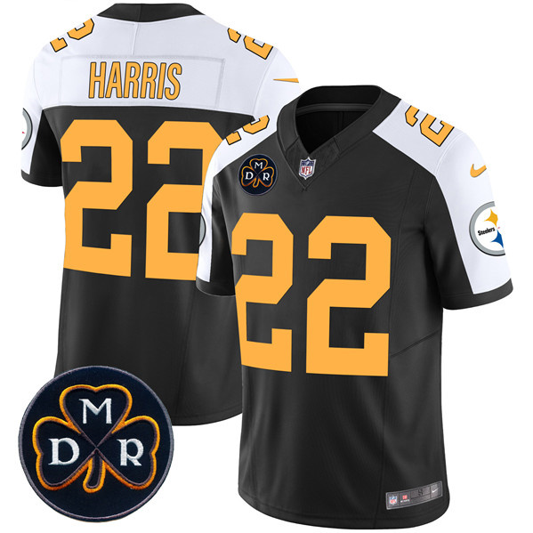 Men's Pittsburgh Steelers #22 Najee Harris Black F.U.S.E. DMR Patch Untouchable Limited Stitched Football Jersey Men's Pittsburgh Steelers #22 Najee Harris Black F.U.S.E. DMR Patch Untouchable Limited Stitched Football Jersey
