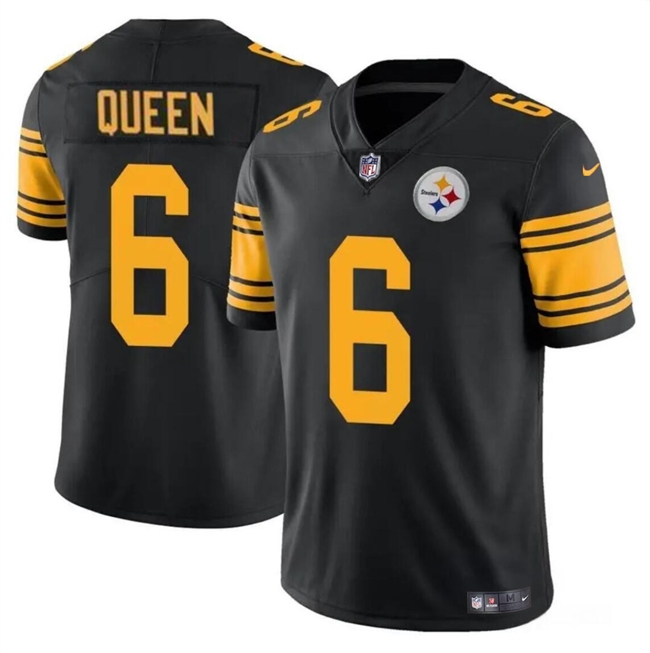 Men's Pittsburgh Steelers #6 Patrick Queen Black Color Rush Vapor Untouchable Limited Stitched Jersey Men's Pittsburgh Steelers #6 Patrick Queen Black Color Rush Vapor Untouchable Limited Stitched Jersey