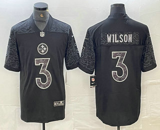 Men's Pittsburgh Steelers #3 Russell Wilson Black Reflective Limited Stitched Football Jersey Men's Pittsburgh Steelers #3 Russell Wilson Black Reflective Limited Stitched Football Jersey