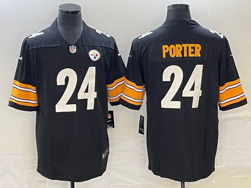 Men's Pittsburgh Steelers #24 Joey Porter Jr. Black 2023 Draft Vapor Untouchable Limited Stitched Jersey Men's Pittsburgh Steelers #24 Joey Porter Jr. Black 2023 Draft Vapor Untouchable Limited Stitched Jersey