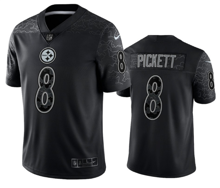Men's Pittsburgh Steelers #8 Kenny Pickett Black Reflective Limited Stitched Jersey Men's Pittsburgh Steelers #8 Kenny Pickett Black Reflective Limited Stitched Jersey