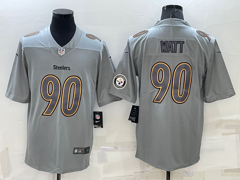 Men's Pittsburgh Steelers #90 T.J. Watt Grey Atmosphere Fashion Stitched Jersey Men's Pittsburgh Steelers #90 T.J. Watt Grey Atmosphere Fashion Stitched Jersey