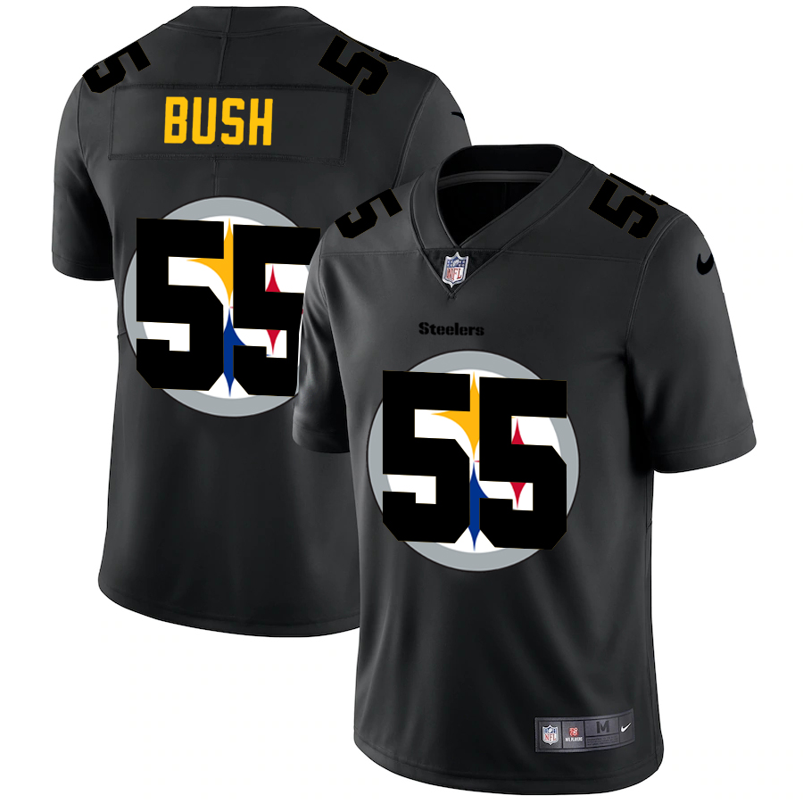 Pittsburgh Steelers #55 Devin Bush Men's Nike Team Logo Dual Overlap Limited NFL Jersey Black Pittsburgh Steelers #55 Devin Bush Men's Nike Team Logo Dual Overlap Limited NFL Jersey Black
