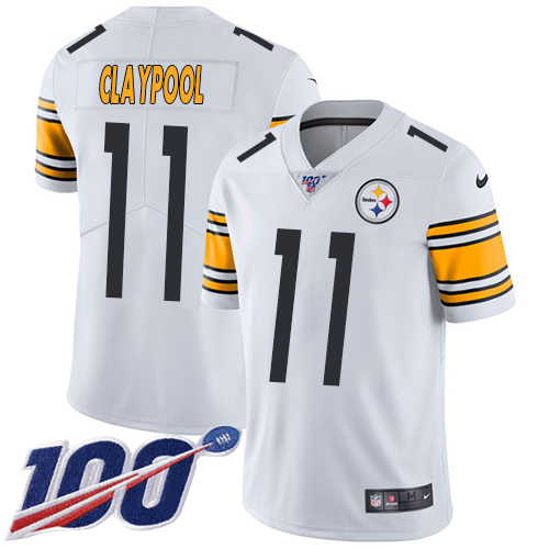 Nike Steelers #11 Chase Claypool White Men's Stitched NFL 100th Season Vapor Untouchable Limited Jersey Nike Steelers #11 Chase Claypool White Men's Stitched NFL 100th Season Vapor Untouchable Limited Jersey