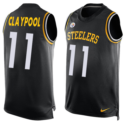 Nike Steelers #11 Chase Claypool Black Team Color Men's Stitched NFL Limited Tank Top Jersey Nike Steelers #11 Chase Claypool Black Team Color Men's Stitched NFL Limited Tank Top Jersey