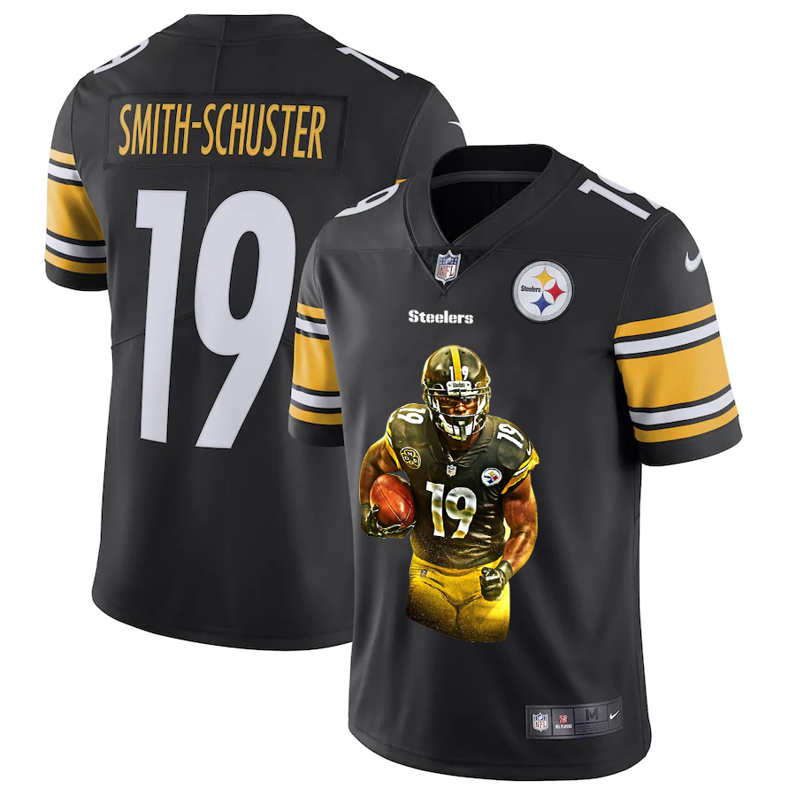 Nike Steelers 19 JuJu-Smith Schuster Black Player Name Logo Vapor Untouchable Limited Jersey Nike Steelers 19 JuJu-Smith Schuster Black Player Name Logo Vapor Untouchable Limited Jersey
