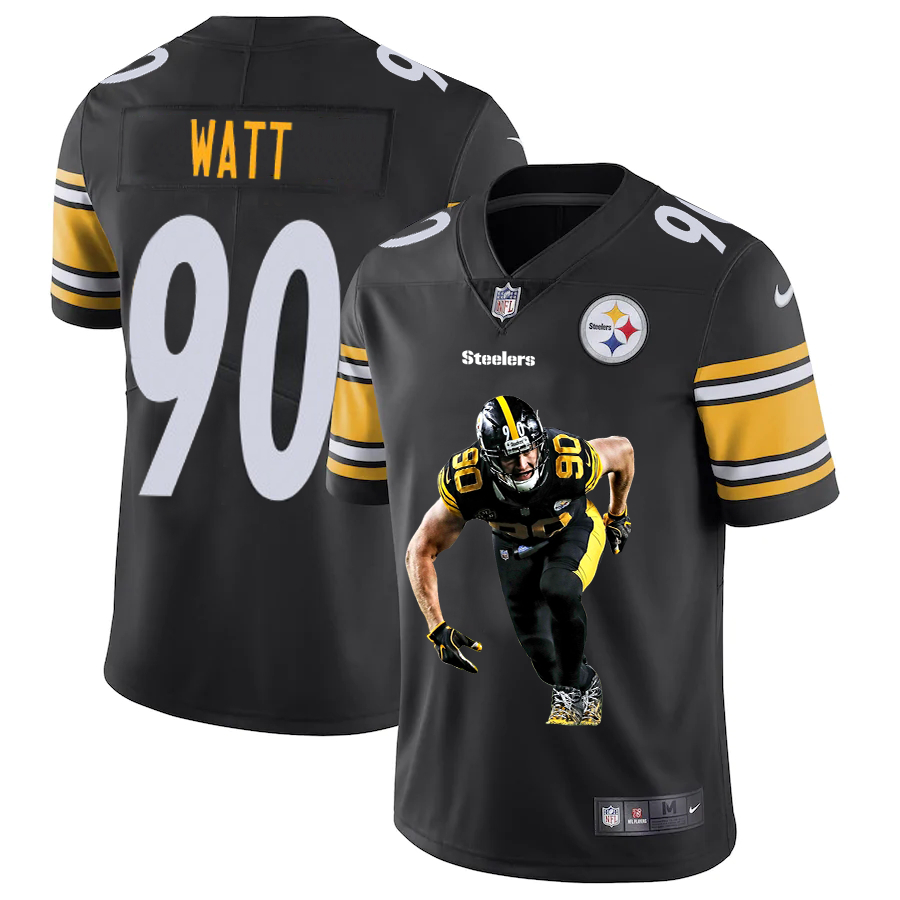 Nike Steelers 90 T.J. Watt Black Player Name Logo Vapor Untouchable Limited Jersey Nike Steelers 90 T.J. Watt Black Player Name Logo Vapor Untouchable Limited Jersey