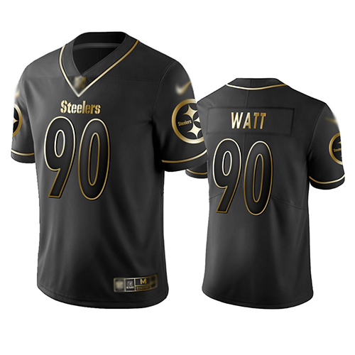 Steelers #90 T. J. Watt Black Men's Stitched Football Limited Golden Edition Jersey Steelers #90 T. J. Watt Black Men's Stitched Football Limited Golden Edition Jersey
