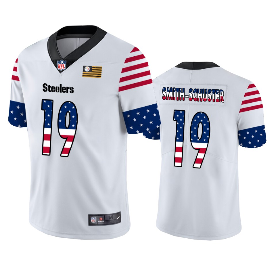 Nike Steelers 19 JuJu Smith-Schuster White USA Flag Fashion Limited Jersey Nike Steelers 19 JuJu Smith-Schuster White USA Flag Fashion Limited Jersey