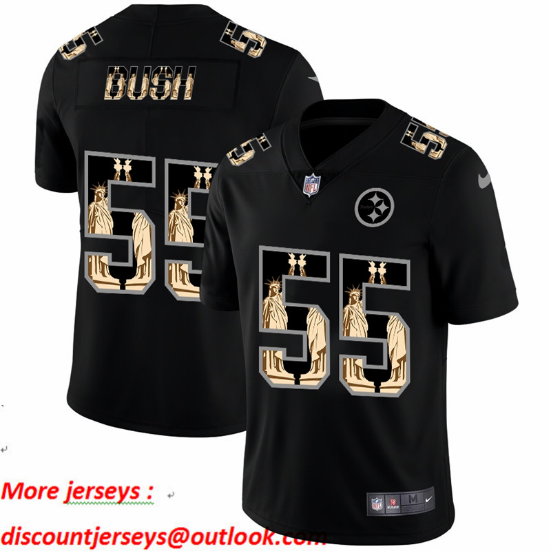 Nike Steelers 55 Devin Bush Black Statue Of Liberty Limited Jersey