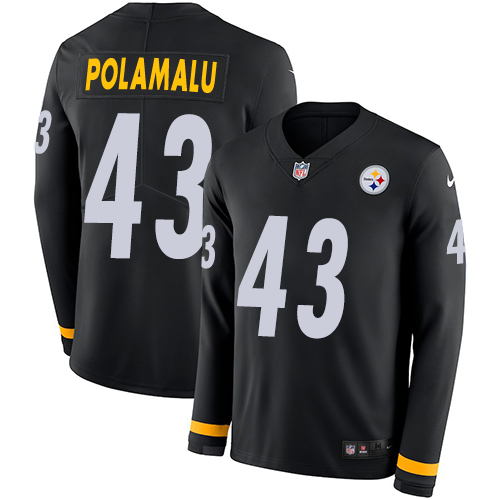Nike Steelers #43 Troy Polamalu Black Team Color Men's Stitched NFL Limited Therma Long Sleeve Jersey Nike Steelers #43 Troy Polamalu Black Team Color Men's Stitched NFL Limited Therma Long Sleeve Jersey