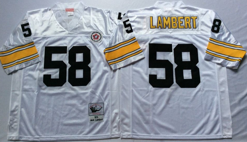 Mitchell And Ness Steelers #58 Jack Lambert white Throwback Stitched NFL Jersey Mitchell And Ness Steelers #58 Jack Lambert white Throwback Stitched NFL Jersey
