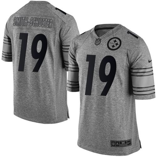 Nike Steelers #19 JuJu Smith-Schuster Gray Men's Stitched NFL Limited Gridiron Gray Jersey Nike Steelers #19 JuJu Smith-Schuster Gray Men's Stitched NFL Limited Gridiron Gray Jersey