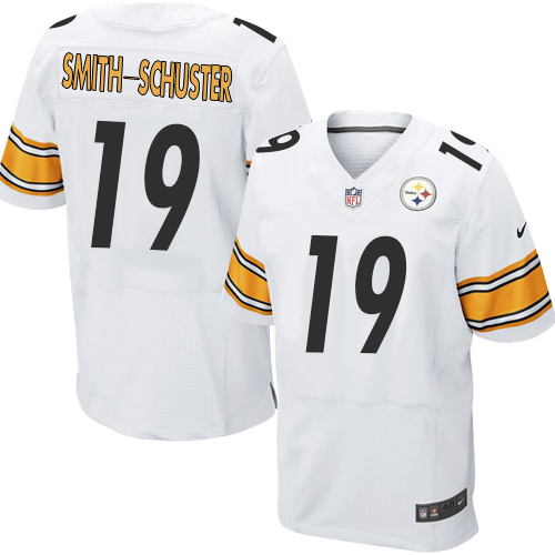 Nike Steelers #19 JuJu Smith-Schuster White Men's Stitched NFL Elite Jersey Nike Steelers #19 JuJu Smith-Schuster White Men's Stitched NFL Elite Jersey