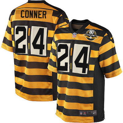 Nike Steelers #24 James Conner Yellow Black Alternate Men's Stitched NFL 80TH Throwback Elite Jersey Nike Steelers #24 James Conner Yellow Black Alternate Men's Stitched NFL 80TH Throwback Elite Jersey