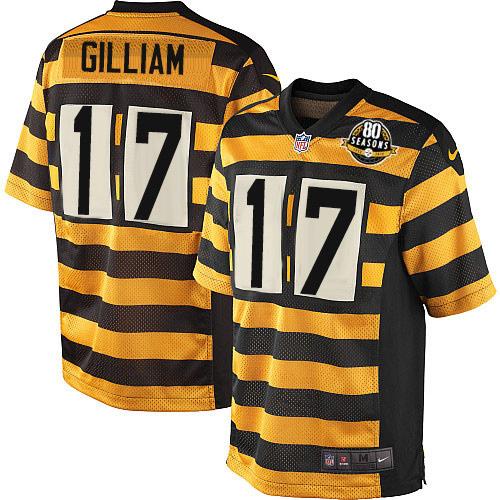 Nike Steelers #17 Joe Gilliam Yellow Black Alternate Men's Stitched NFL 80TH Throwback Elite Jersey Nike Steelers #17 Joe Gilliam Yellow Black Alternate Men's Stitched NFL 80TH Throwback Elite Jersey
