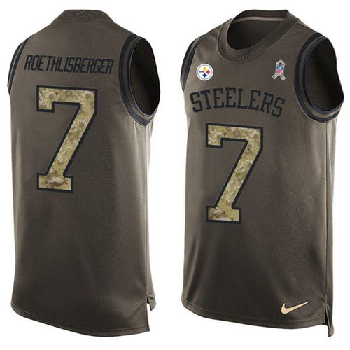 Nike Steelers #7 Ben Roethlisberger Green Men's Stitched NFL Limited Salute To Service Tank Top Jersey Nike Steelers #7 Ben Roethlisberger Green Men's Stitched NFL Limited Salute To Service Tank Top Jersey