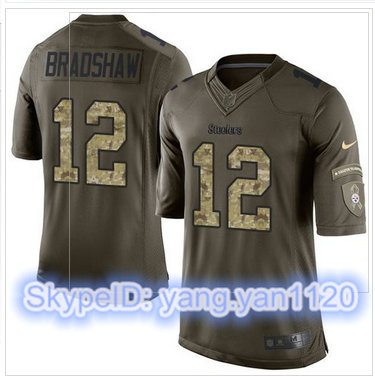 Nike Pittsburgh Steelers #12 Terry Bradshaw Green Men's Stitched NFL Limited Salute to Service Jersey Nike Pittsburgh Steelers #12 Terry Bradshaw Green Men's Stitched NFL Limited Salute to Service Jersey