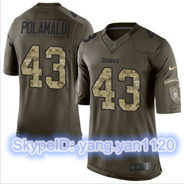Nike Pittsburgh Steelers #43 Troy Polamalu Green Men's Stitched NFL Limited Salute to Service Jersey