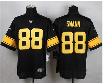 Nike Pittsburgh Steelers #88 Lynn Swann Black(Gold No.) Men's Stitched NFL Elite Jersey