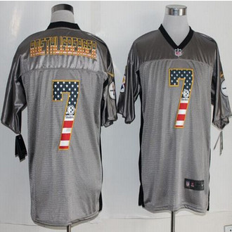 New Pittsburgh Steelers #7 Ben Roethlisberger Grey Men's Stitched NFL Elite USA Flag Fashion Jersey New Pittsburgh Steelers #7 Ben Roethlisberger Grey Men's Stitched NFL Elite USA Flag Fashion Jersey
