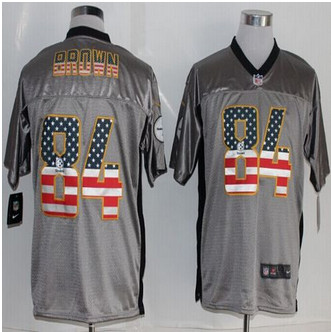 New Pittsburgh Steelers #84 Antonio Brown Grey Men's Stitched NFL Elite USA Flag Fashion Jersey New Pittsburgh Steelers #84 Antonio Brown Grey Men's Stitched NFL Elite USA Flag Fashion Jersey