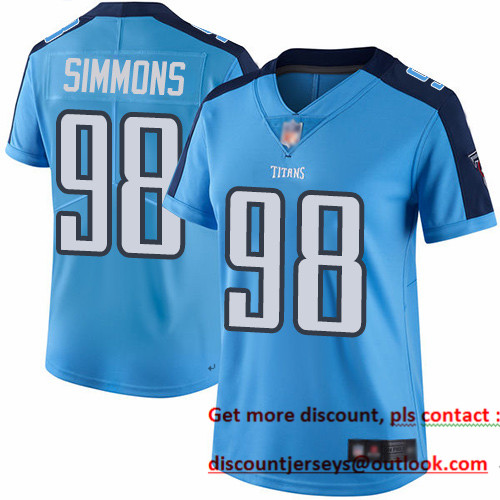 Titans #98 Jeffery Simmons Light Blue Women's Stitched Football Limited Rush Jersey Titans #98 Jeffery Simmons Light Blue Women's Stitched Football Limited Rush Jersey