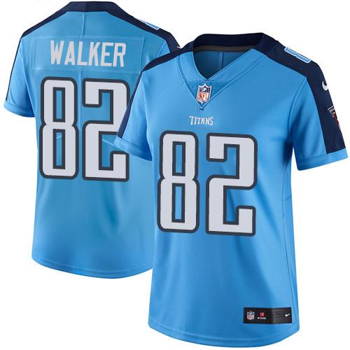 Nike Titans #82 Delanie Walker Light Blue Women's Stitched NFL Limited Rush Jersey Nike Titans #82 Delanie Walker Light Blue Women's Stitched NFL Limited Rush Jersey