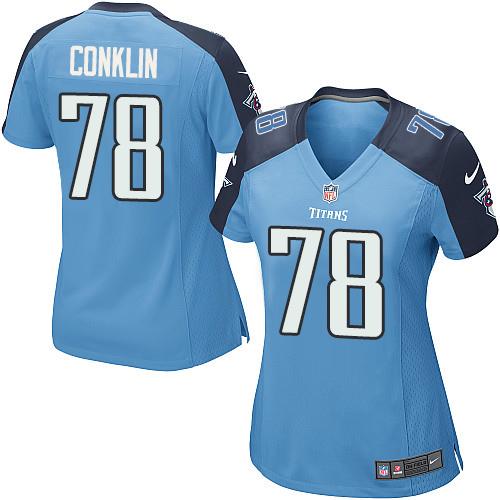 Nike Titans #78 Jack Conklin Light Blue Team Color Women's Stitched NFL Elite Jersey Nike Titans #78 Jack Conklin Light Blue Team Color Women's Stitched NFL Elite Jersey