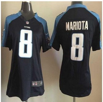 Women NEW Titans #8 Marcus Mariota Navy Blue Alternate Stitched NFL Elite Jersey