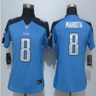 Women New Tennessee Titans #8 Marcus Mariota Light Blue Team Color Stitched NFL Limited Jersey