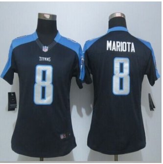 Women New Titans #8 Marcus Mariota Navy Blue Alternate Stitched NFL Limited Jersey