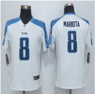 Women New Titans #8 Marcus Mariota White Stitched NFL Limited Jersey